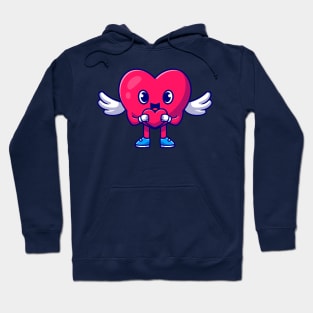 Cute Heart Angel With Love Sign Cartoon Hoodie